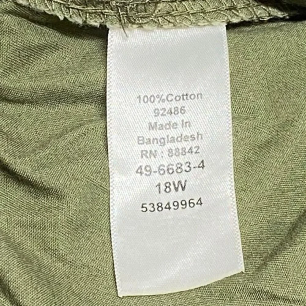 Woman Within Cargo Pants Women's 18W Olive Green Cotton Casual Roll Tab Cuff NWT